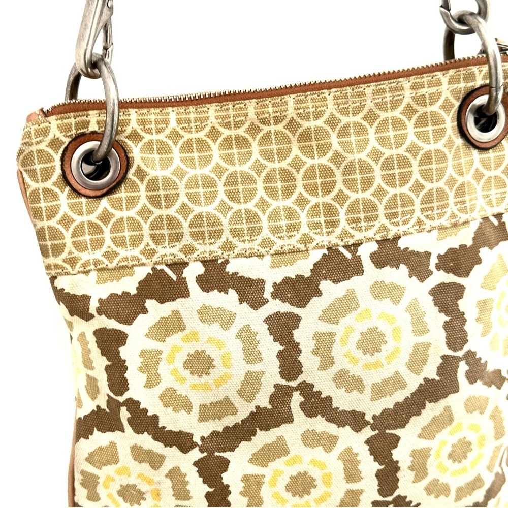 FOSSIL 🌞 Brown, Yellow & Beige Canvas Crossbody Bag - Picture 9 of 13